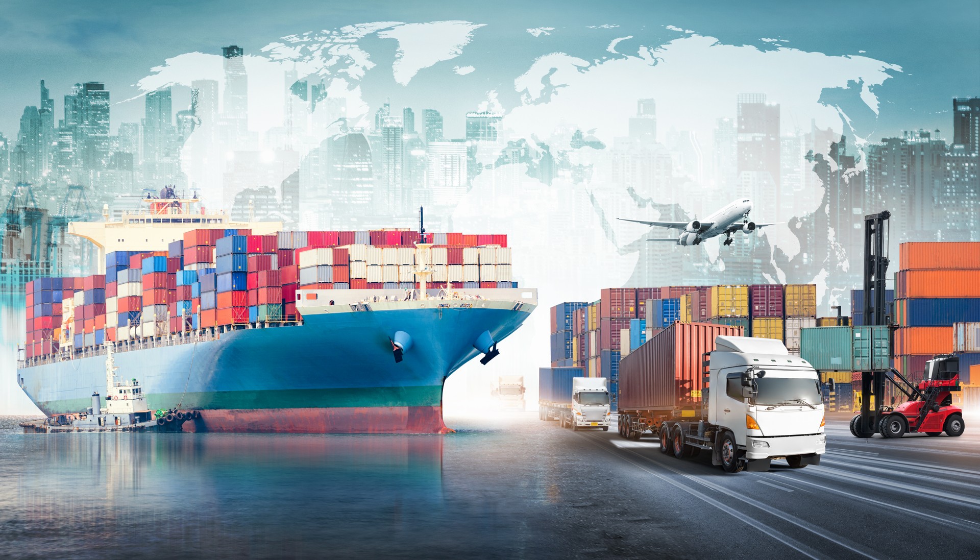 Global business logistics import export background and container cargo freight ship transport concept